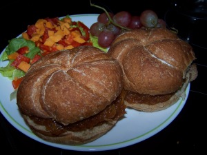 recipe plated with rolls